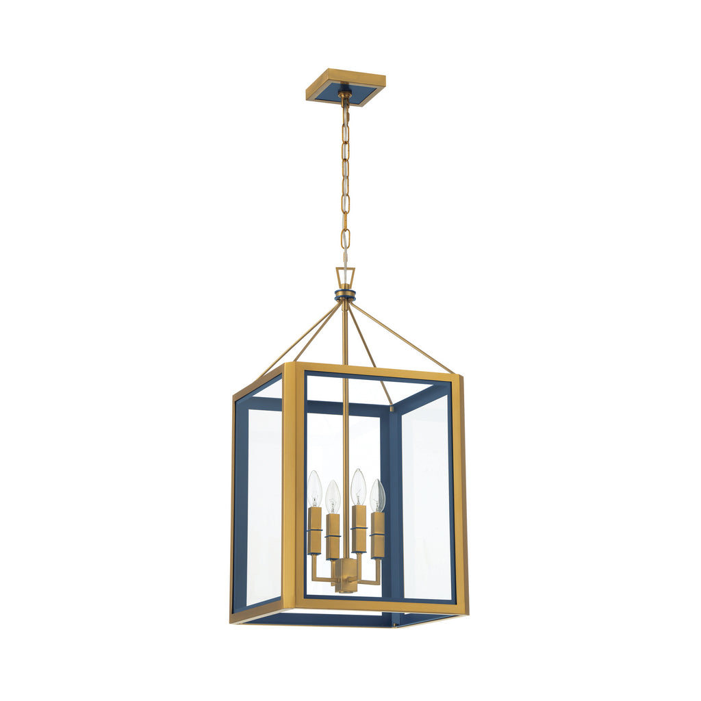Crystorama Herrick 15" Chandelier in Luxe Gold + Navy - Additional View
