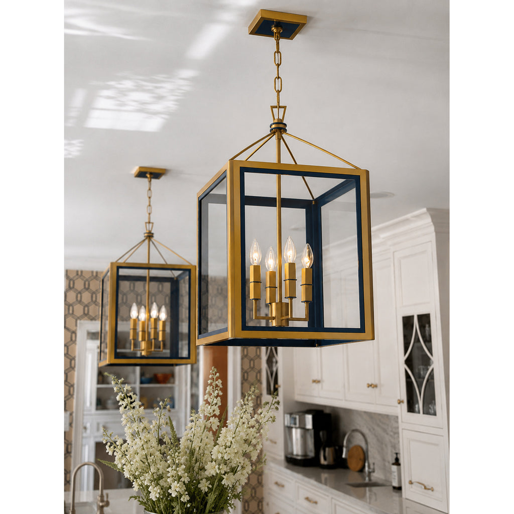 Crystorama Herrick 18" Chandelier in Luxe Gold + Navy - Lifestyle View