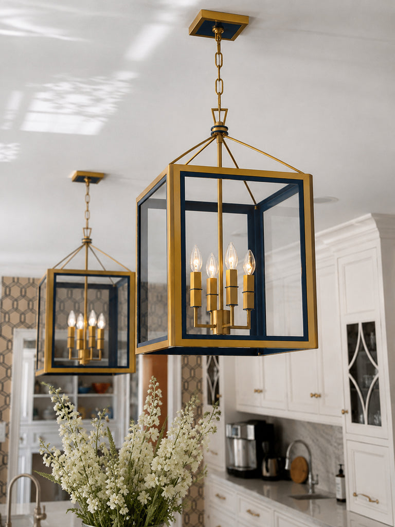 Crystorama Herrick 18" Chandelier in Luxe Gold + Navy - Lifestyle View
