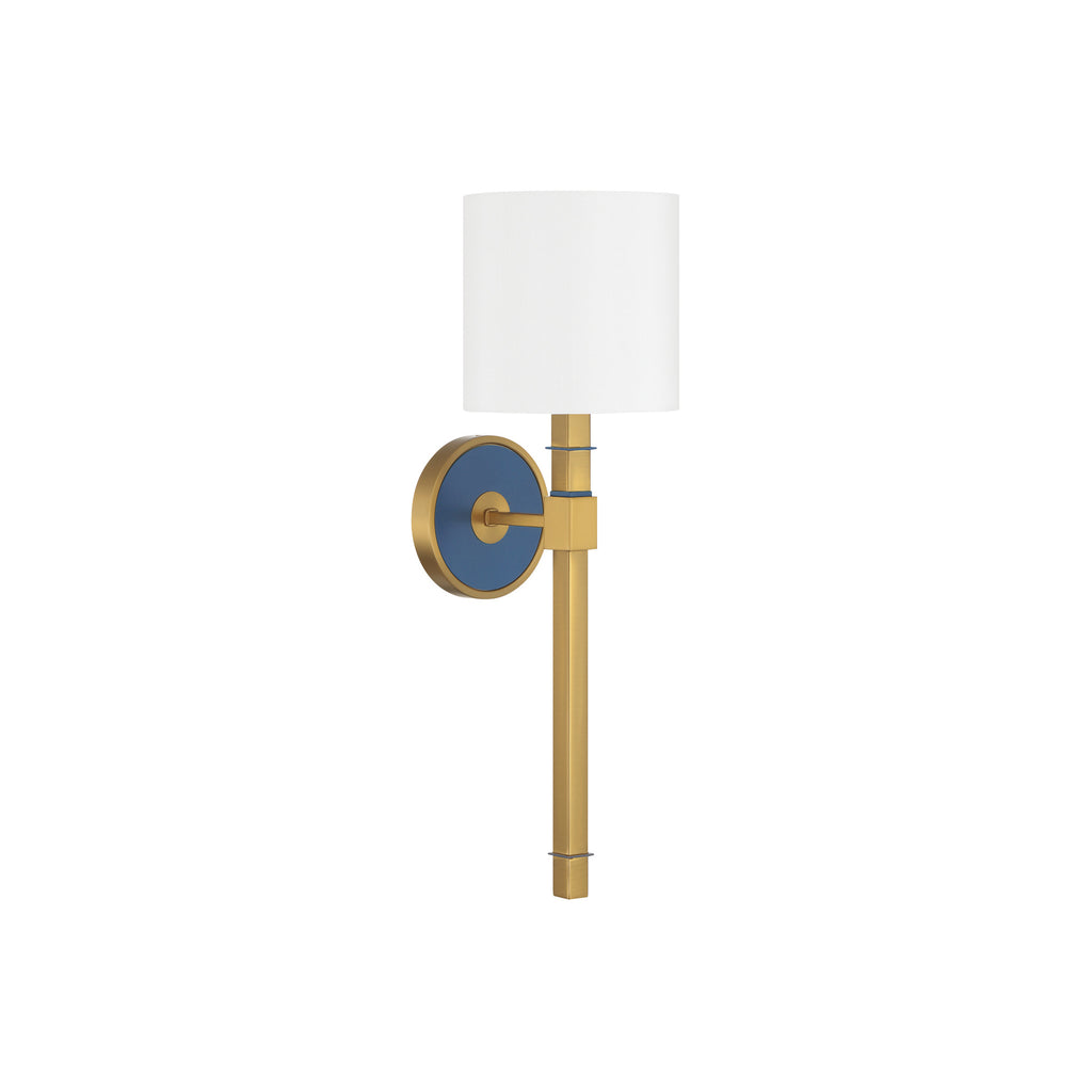 Crystorama Herrick 6.25" Sconce in Luxe Gold + Navy - Additional View