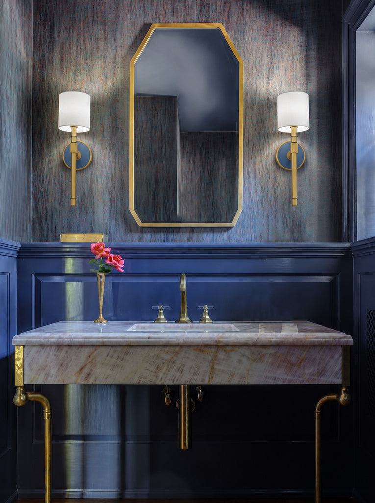 Crystorama Herrick 6.25" Sconce in Luxe Gold + Navy - Lifestyle View
