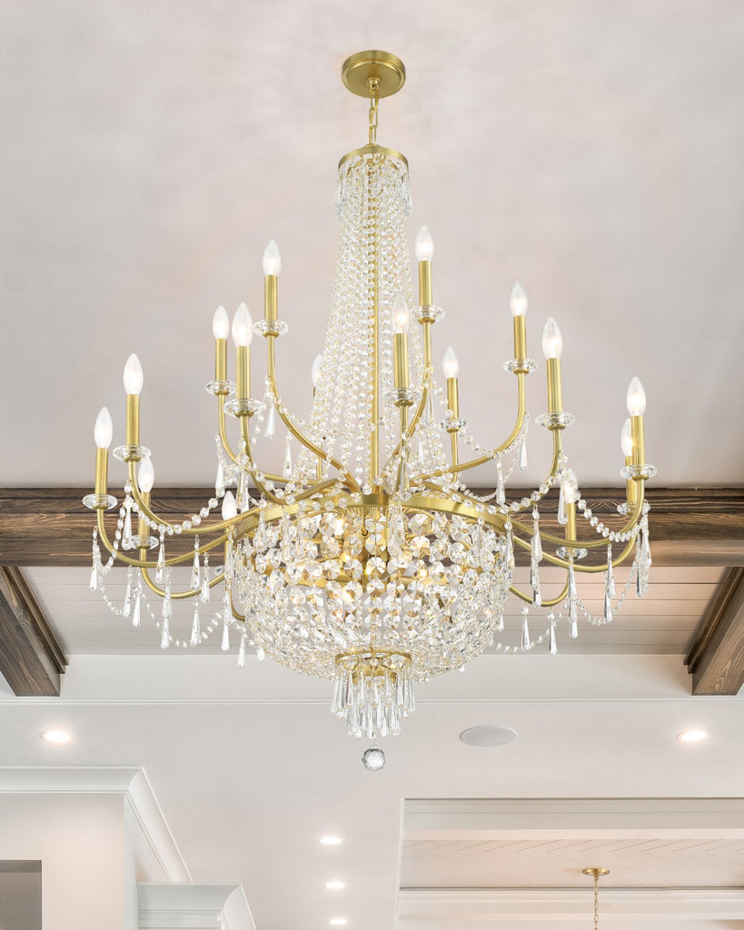 HWD-7722-AG Haywood 22 Light Chandelier | Lifestyle Image