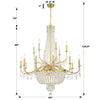 HWD-7722-AG Haywood 22 Light Chandelier | Dimensions Image