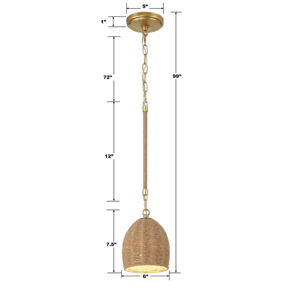 JAC-10502-SG Jace 6'' LED Pendant | Dimensions Image