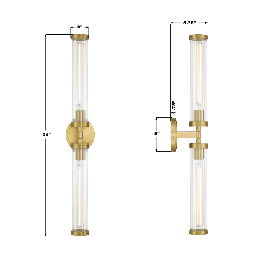 JAR-2302-AG Jarvis 29'' LED Sconce | Dimensions Image