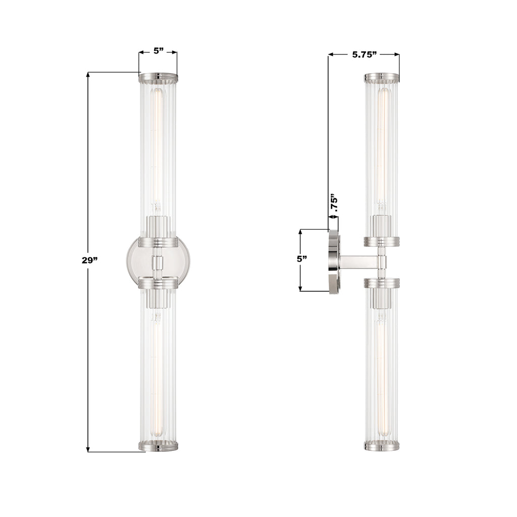 JAR-2302-PN Jarvis 29'' LED Sconce | Dimensions Image