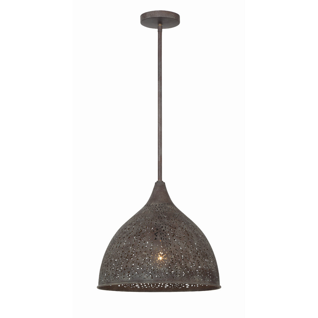 Crystorama Jasmine 14'' Pendant in Forged Bronze - Front View