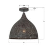 JAS-A5010-FB_CEILING Jasmine 14'' Semi Flush Mount | Dimensions Image