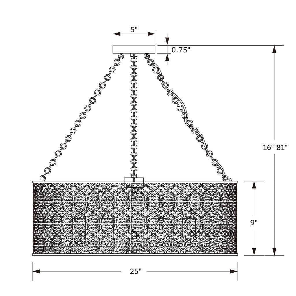Crystorama Jasmine 25'' Chandelier - Product Dimensions