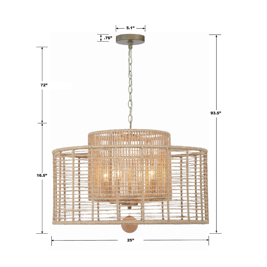 JAY-A5004-BS Jayna 25'' Chandelier | Dimensions Image