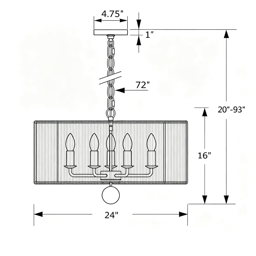 Crystorama Jessa 24'' Chandelier - Product Dimensions
