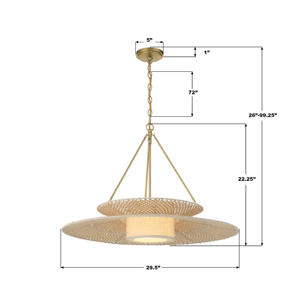 JNP-10543-SG Juniper 29.5'' Chandelier | Dimensions Image