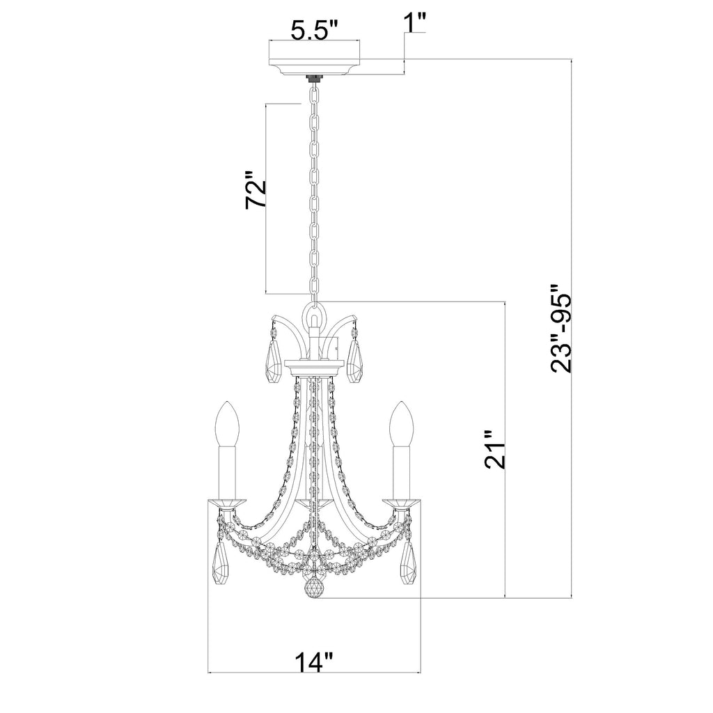 Crystorama Karrington 14'' Chandelier - Product Dimensions