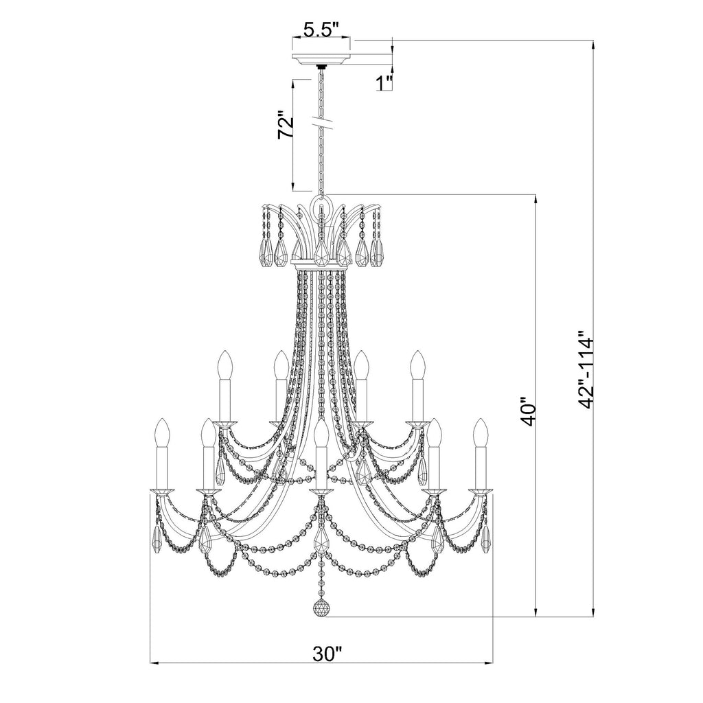 Crystorama Karrington 30'' Chandelier - Product Dimensions