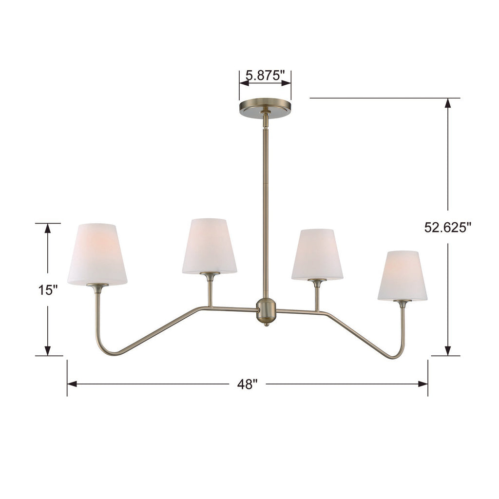 KEE-A3004-VG Keenan 4 Light Linear Chandelier | Dimensions Image