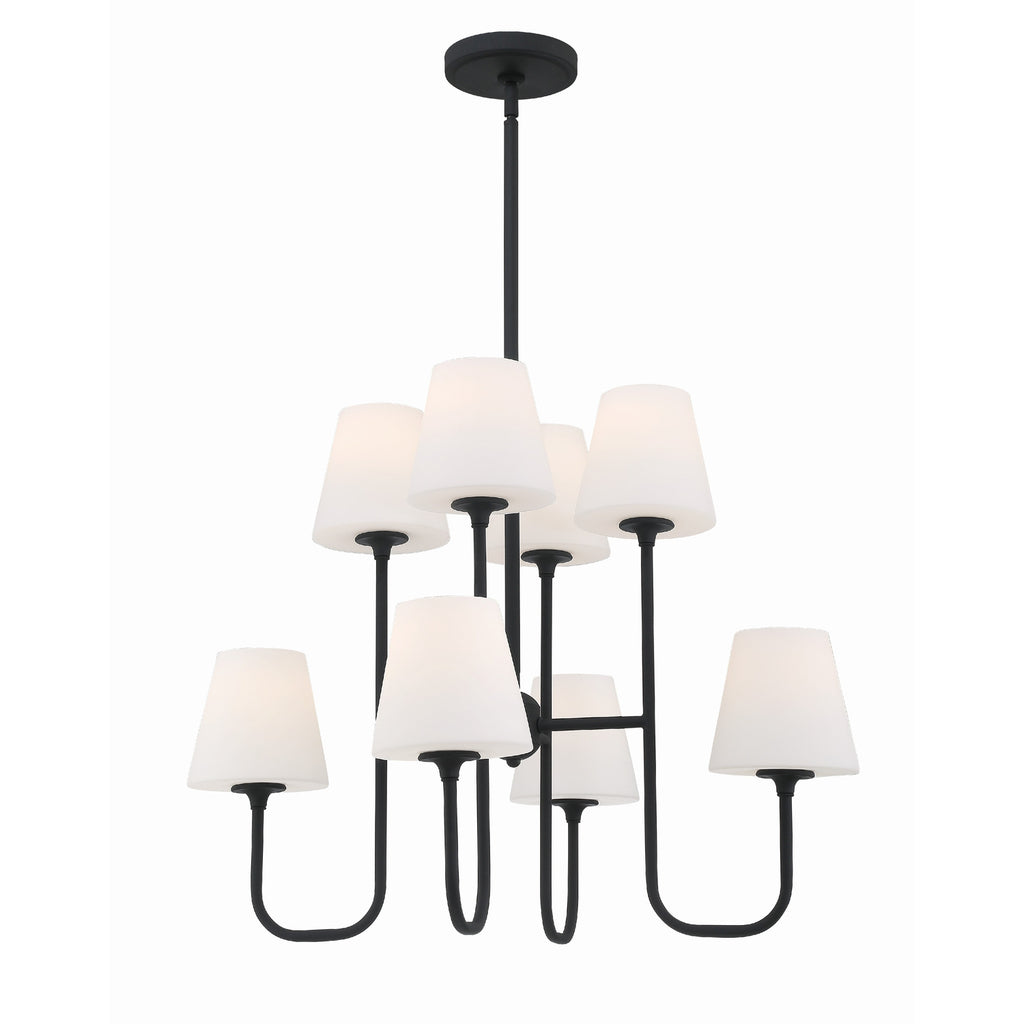 Crystorama Keenan 28'' Chandelier in Black Forged - Front View