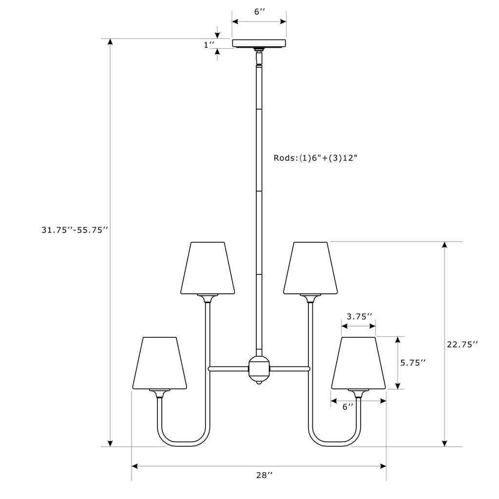 Crystorama Keenan 28'' Chandelier - Product Dimensions