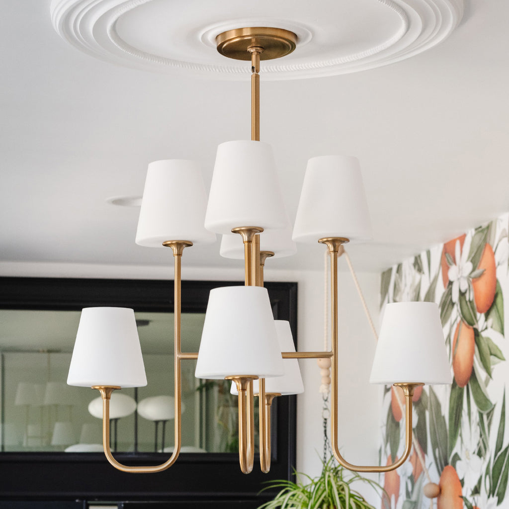 Crystorama Keenan 28'' Chandelier in Vibrant Gold - Lifestyle View
