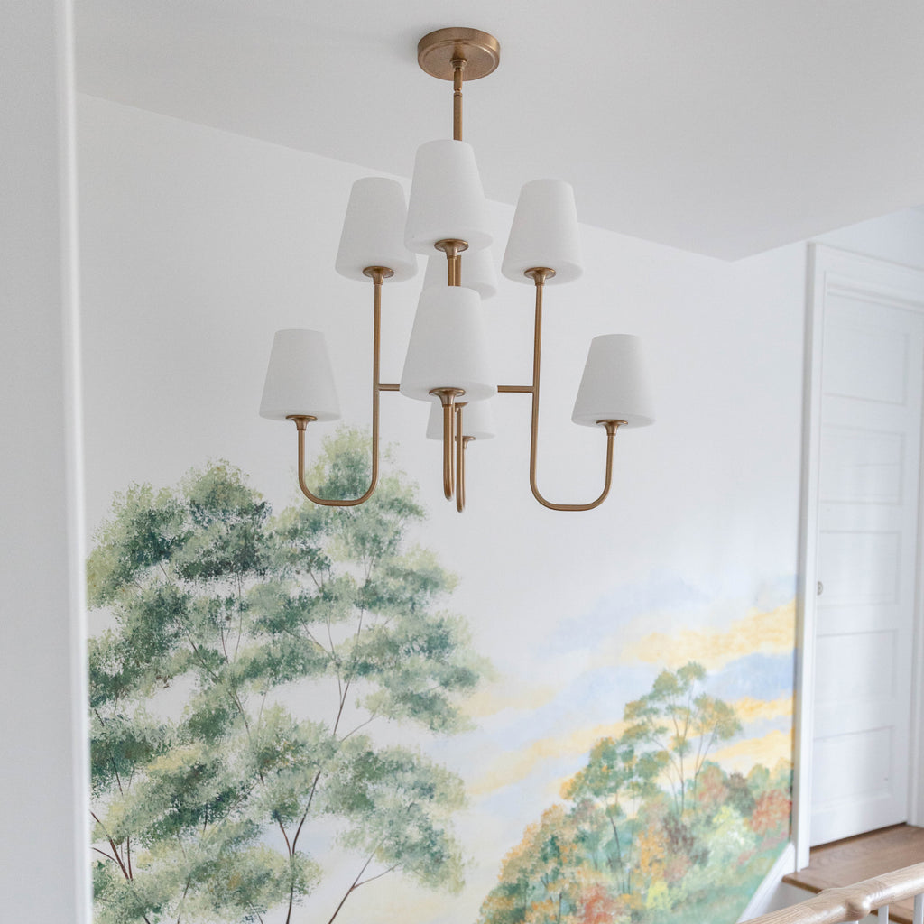 Crystorama Keenan 28'' Chandelier in Vibrant Gold - Lifestyle View