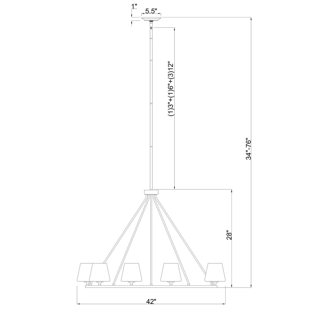 Crystorama Keenan 42'' Chandelier - Product Dimensions