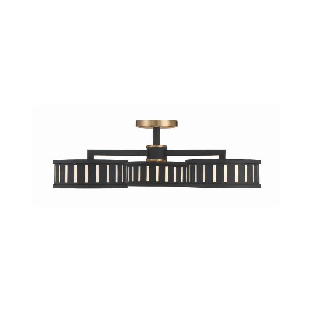 Crystorama Kendal 29.25'' Semi Flush Mount in Vibrant Gold + Black Forged - Additional View