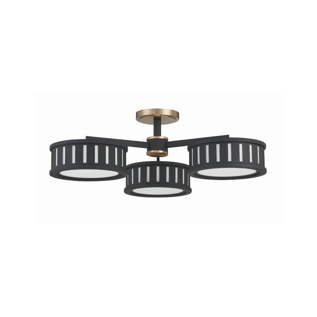 Crystorama Kendal 29.25'' Semi Flush Mount in Vibrant Gold + Black Forged - Additional View