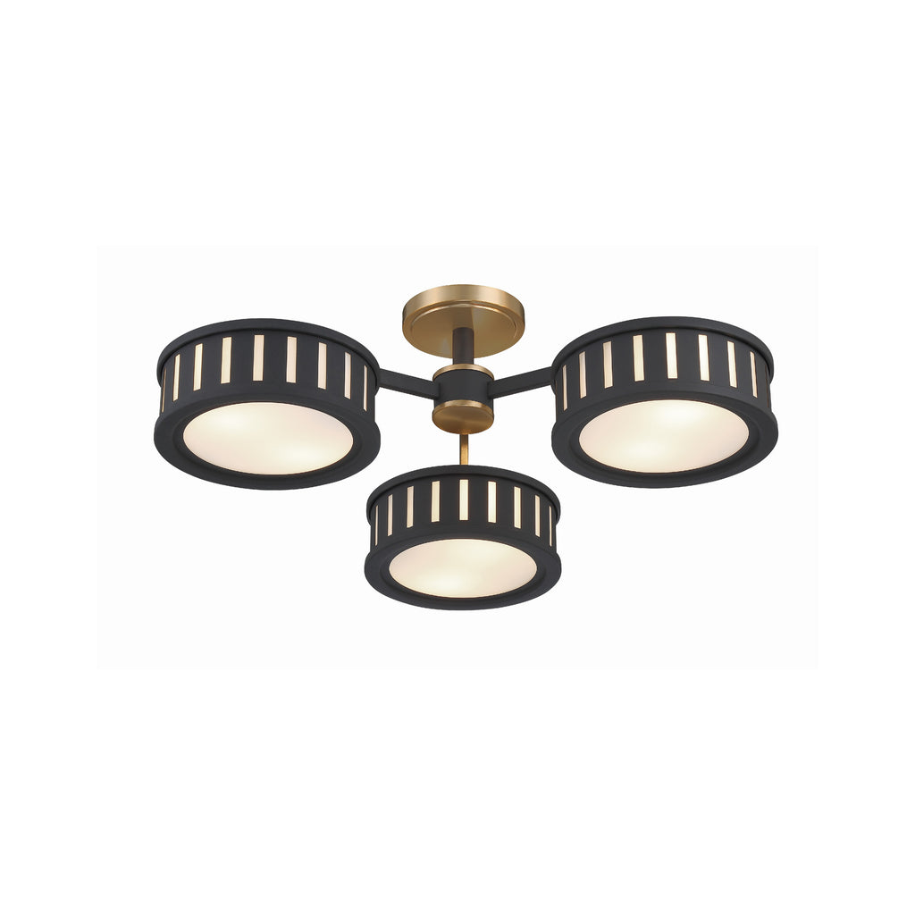 Crystorama Kendal 29.25'' Semi Flush Mount in Vibrant Gold + Black Forged - Additional View