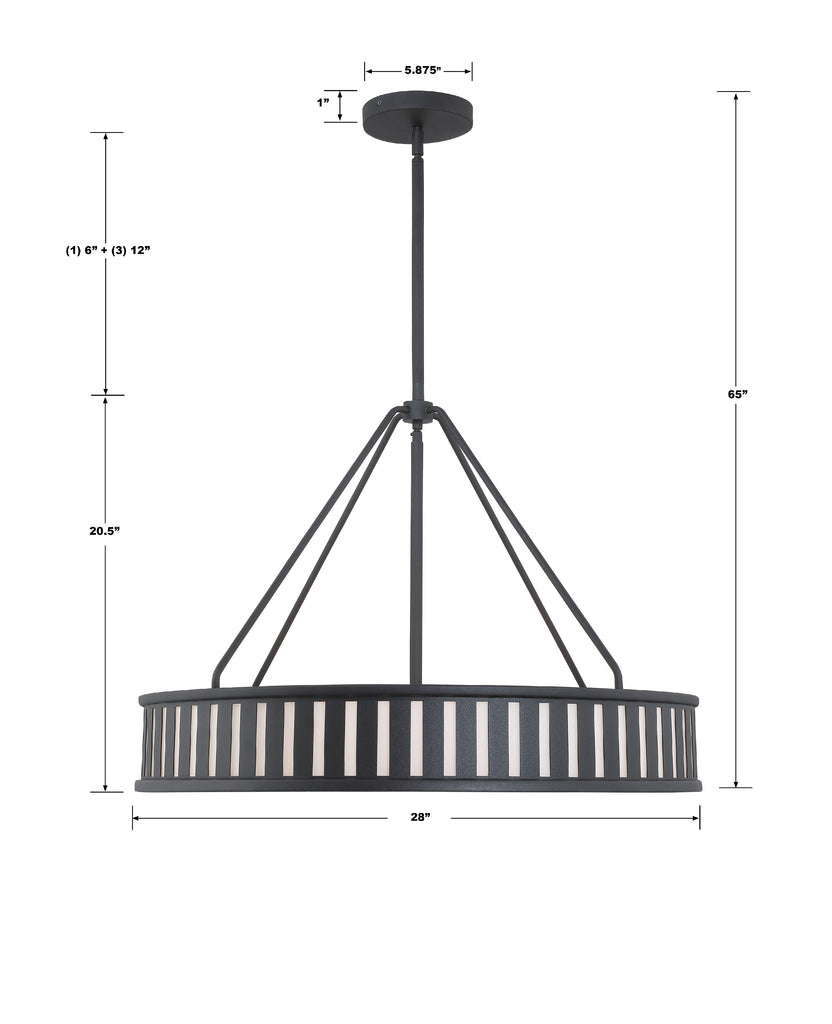 KEN-8306-BF Kendal 6 Light Chandelier | Dimensions Image