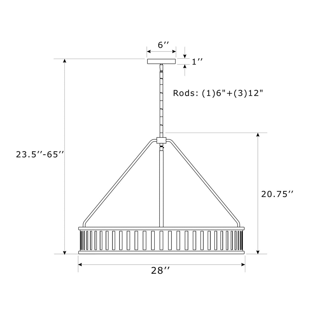 Crystorama Kendal 28'' Chandelier - Product Dimensions