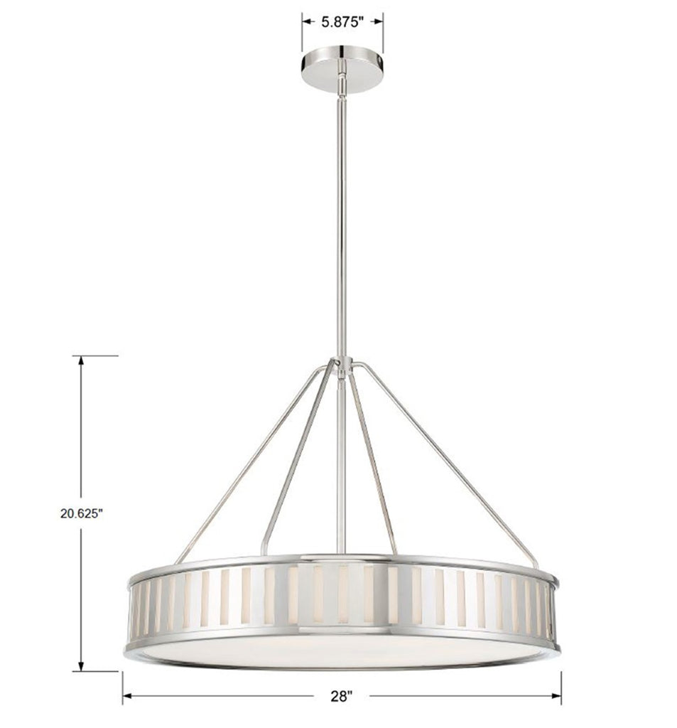 KEN-8306-PN Kendal 6 Light Chandelier | Dimensions Image