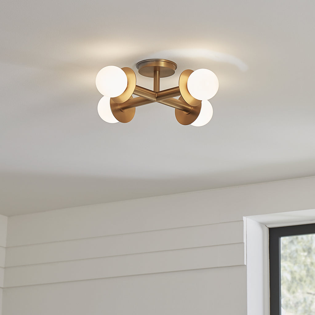 KF1034BBS Nodes 4 Light Semi Flush | Lifestyle Image