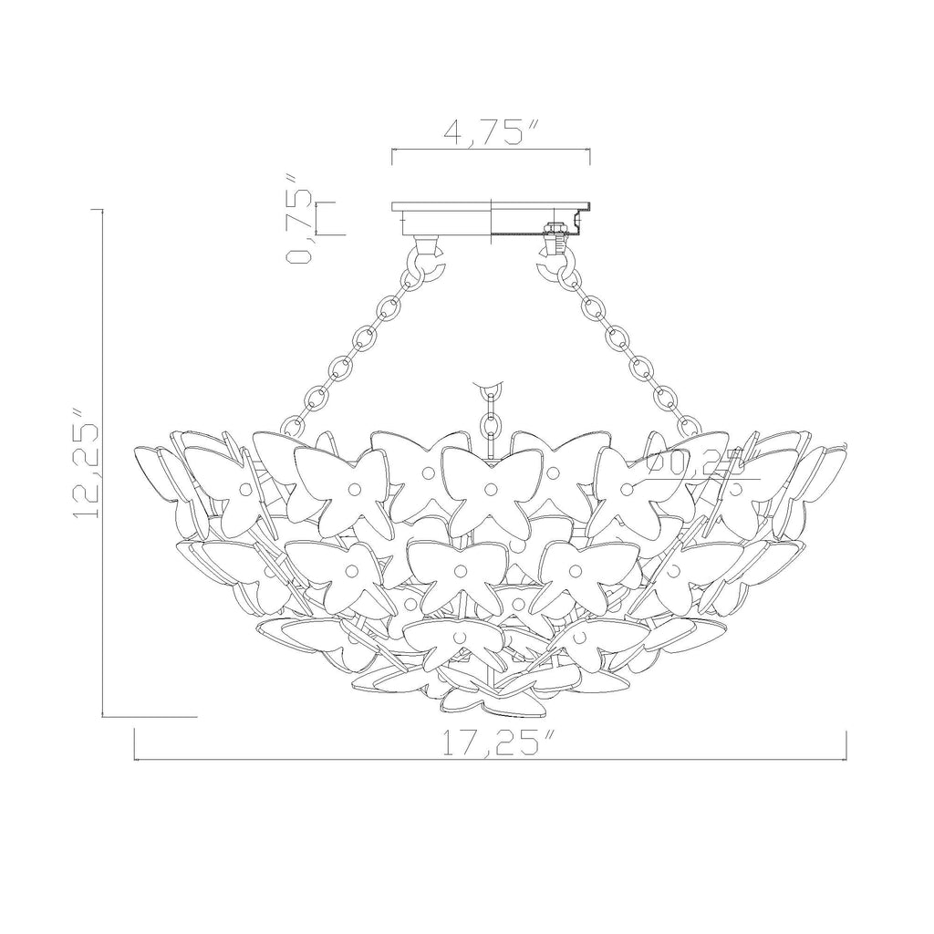 Crystorama Killian 17.25" Semi Flush Mount - Product Dimensions