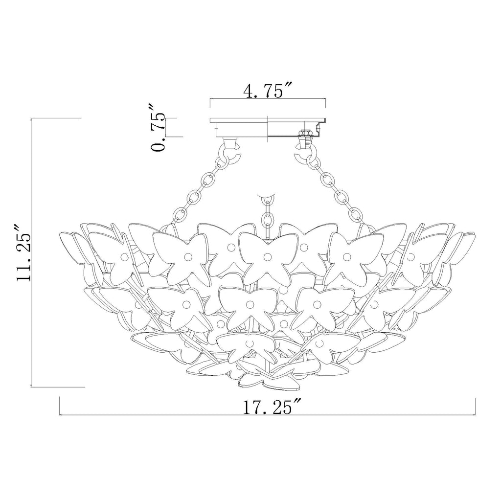 Crystorama Killian 17.25" Semi Flush Mount - Product Dimensions