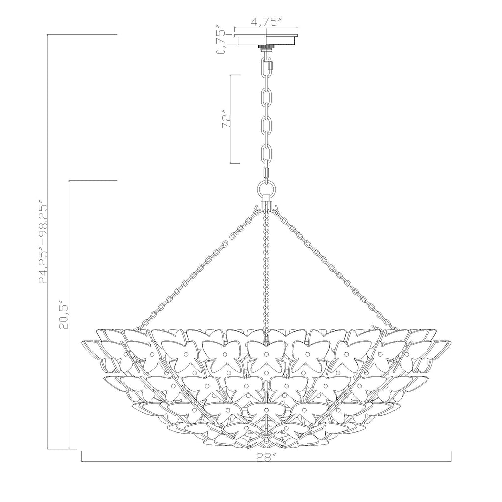 Crystorama Killian 28" Chandelier - Product Dimensions
