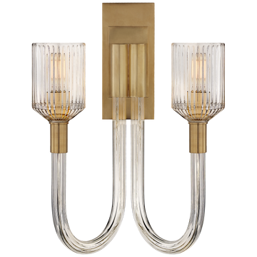 Clear Ribbed Glass and Brass