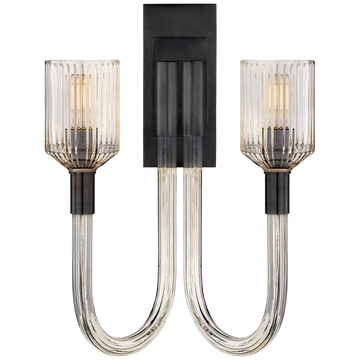 Clear Ribbed Glass and Bronze