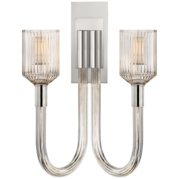 Clear Ribbed Glass and Polished Nickel