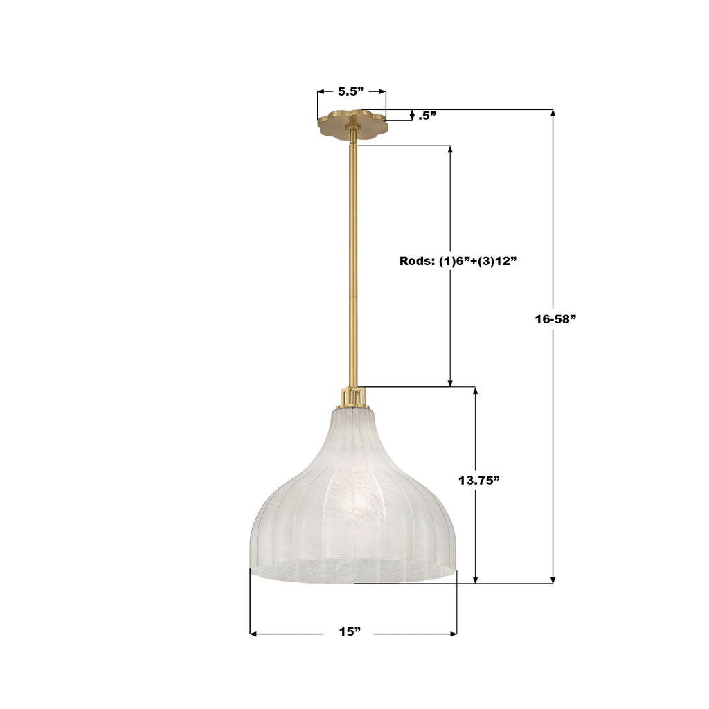 LAY-305-LG Layton 15'' Pendant | Dimensions Image
