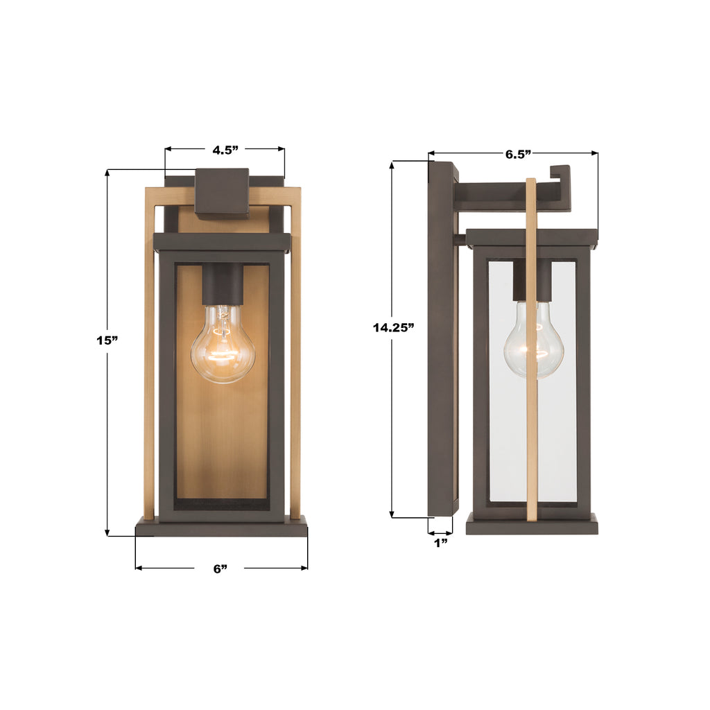 LDL-901-TZ-TG Lendel 6'' Outdoor Sconce | Dimensions Image