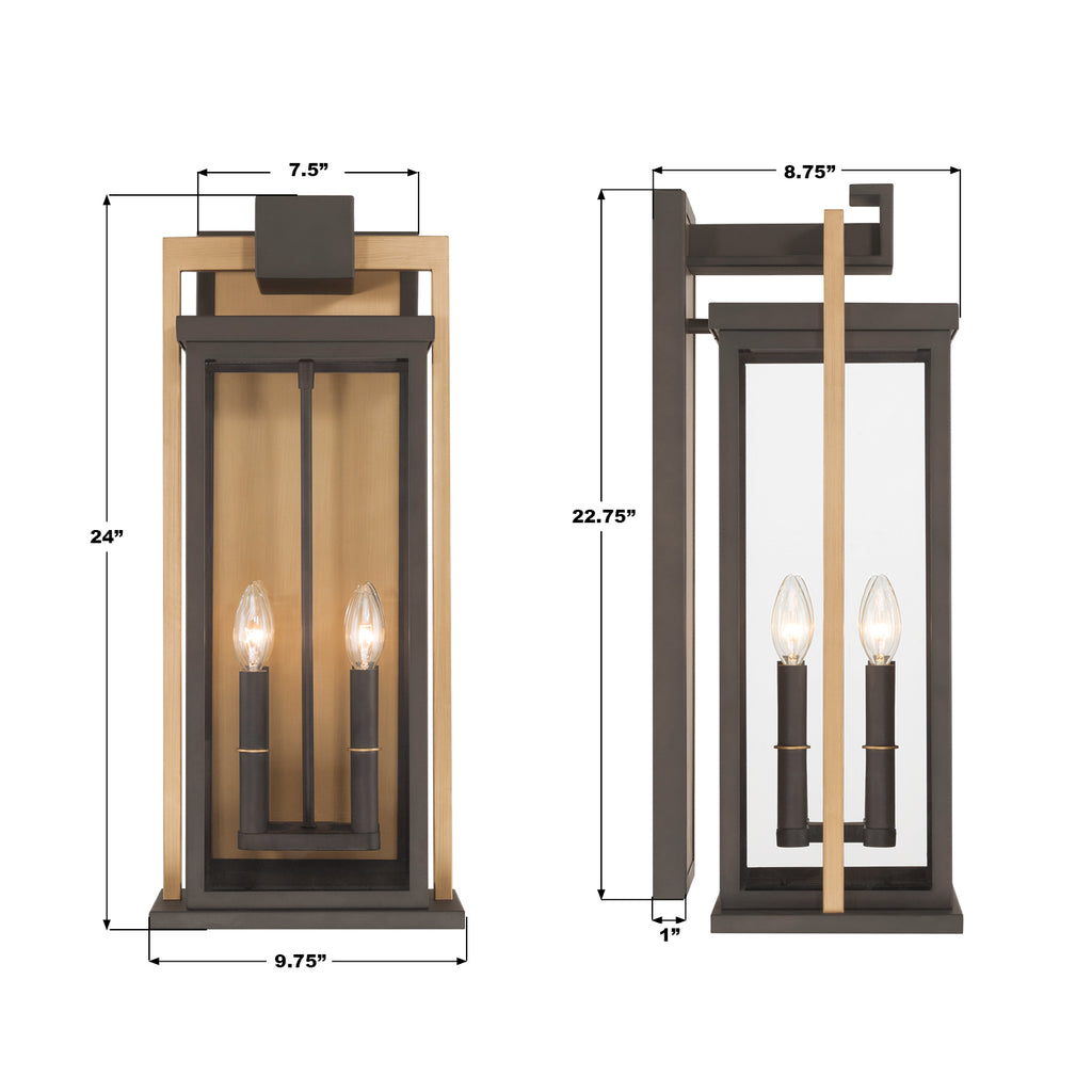 LDL-904-TZ-TG Lendel 9.75'' Outdoor Sconce | Dimensions Image