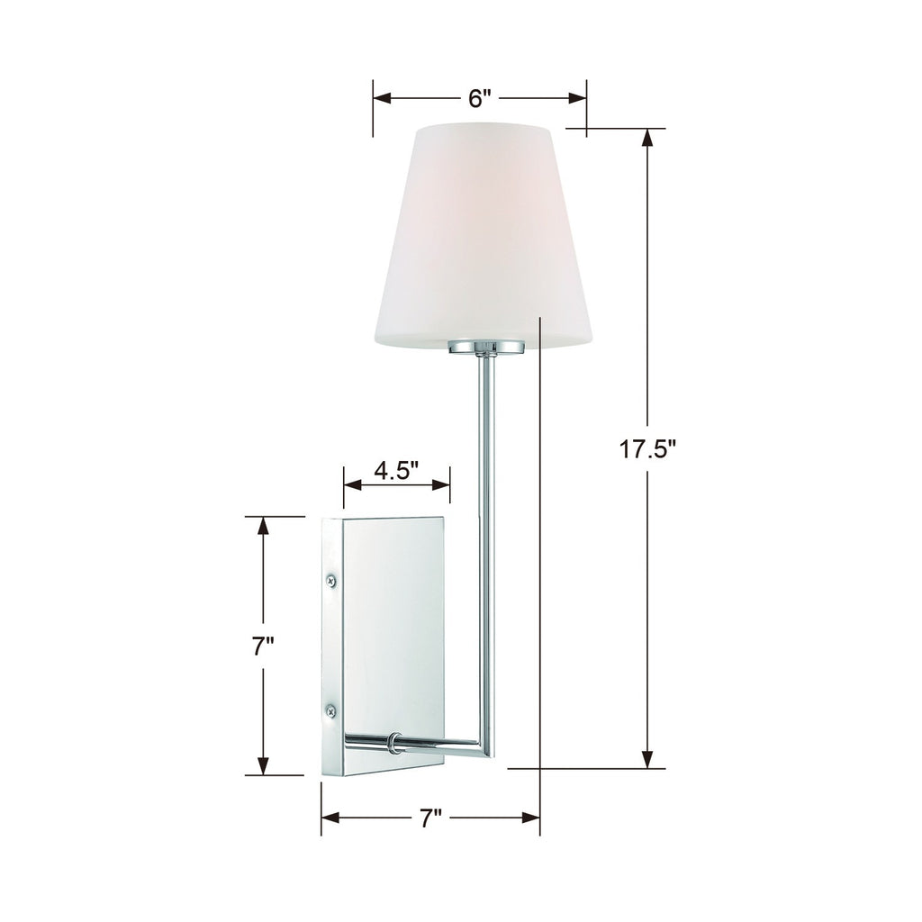 LEN-250-OP-CH Lena 1 Light Sconce | Dimensions Image