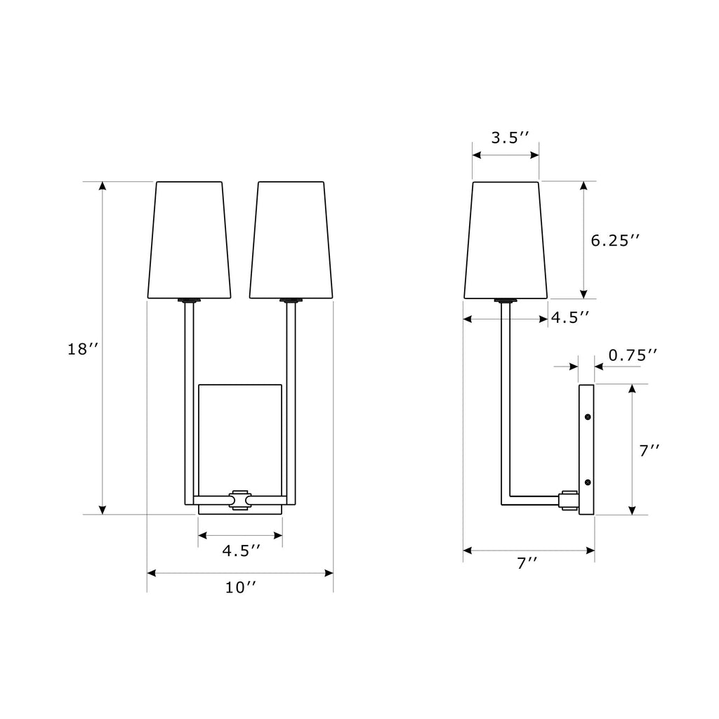 Crystorama Lena 10'' Sconce - Product Dimensions