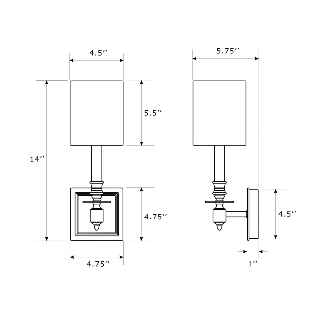 Crystorama Lloyd 4.75'' Sconce - Product Dimensions
