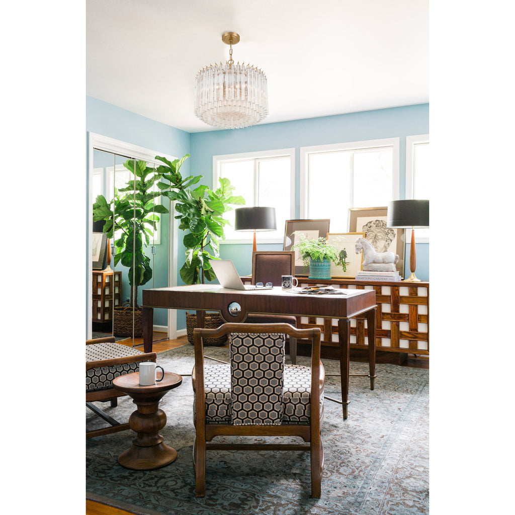 Crystorama Lofton 18'' Chandelier in Aged Brass - Lifestyle View