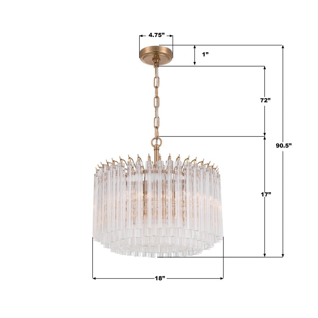 LOF-5005-AG Lofton 18'' Chandelier | Dimensions Image