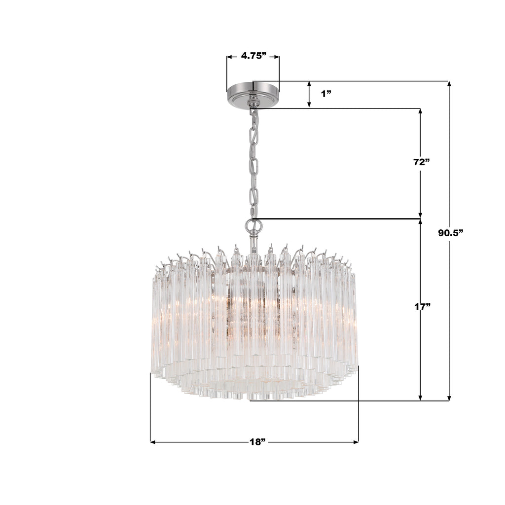 LOF-5005-PN Lofton 18'' Chandelier | Dimensions Image