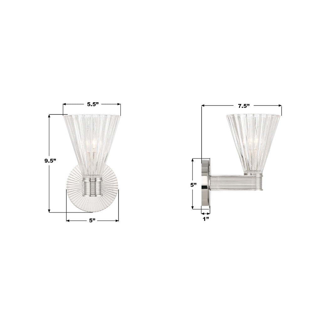 LOT-701-PN Lotus 5.5'' Sconce | Dimensions Image