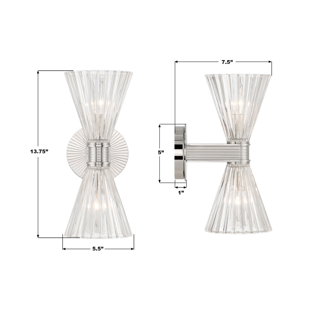 LOT-702-PN Lotus 5.5'' Sconce | Dimensions Image