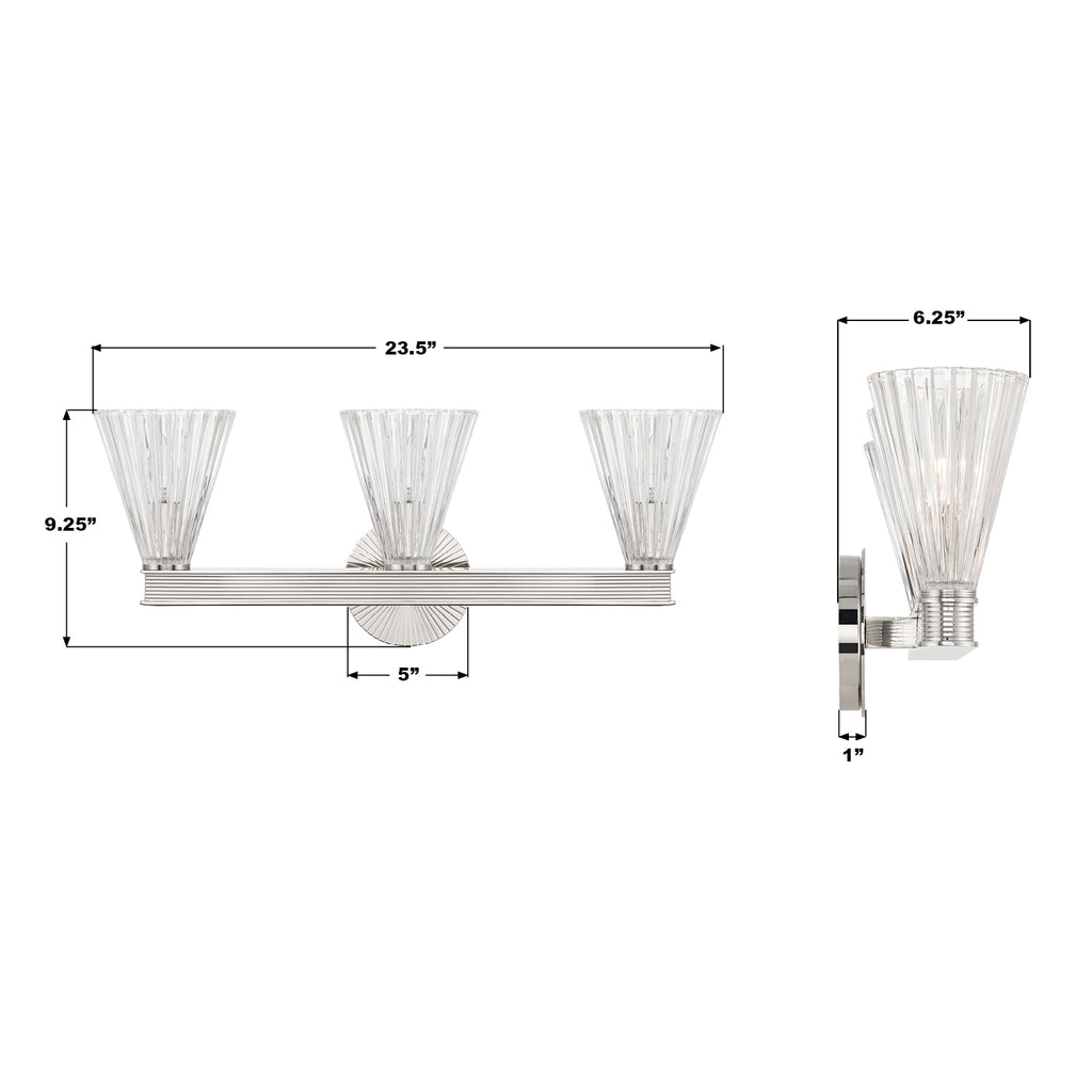 LOT-703-PN Lotus 23.5'' Bathroom Vanity | Dimensions Image