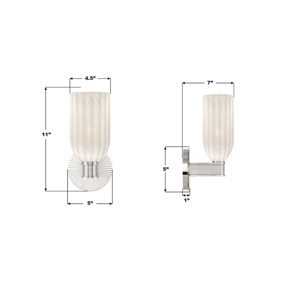 LOT-711-PN Lotus 5'' Sconce | Dimensions Image